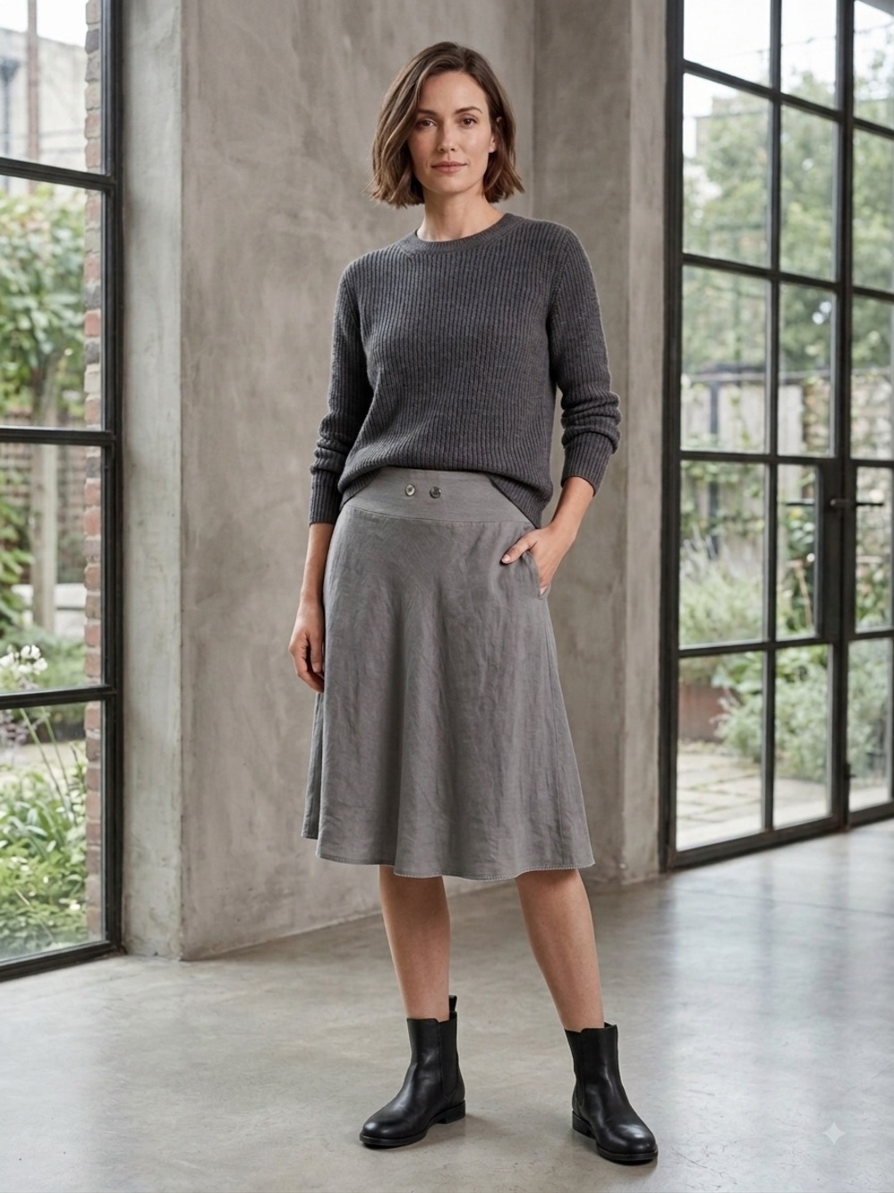 Eileen Fisher 100% Organic Linen Skirt , XS